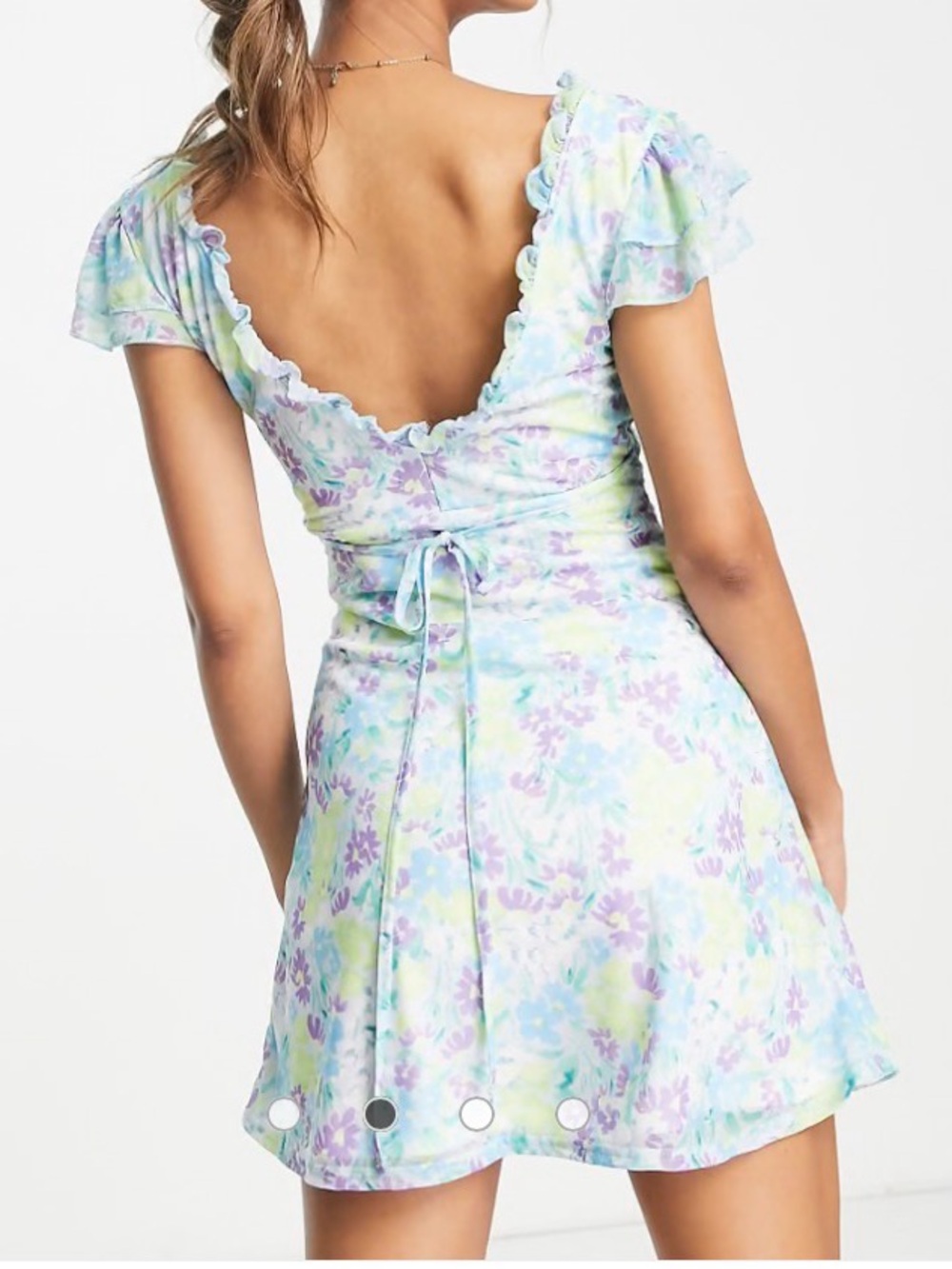 AWT ASOS Desing Curve Floral Tie Waist Mini Dress Size 18 - Picture 2 of 14